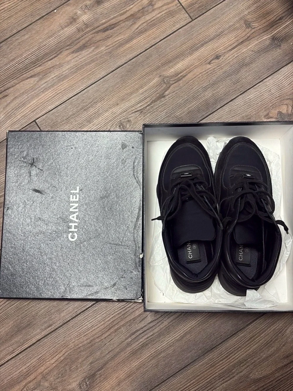 Chanel Men's Black Suede & Leather Sneaker